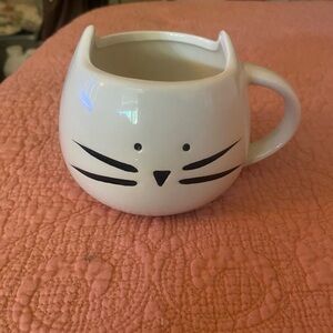 Cat Face Ceramic Mug, cup White